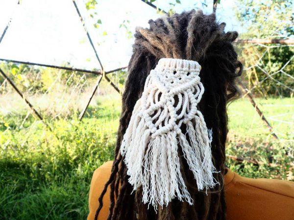 Makramee für`s Haar haarklammer, dreads, dreadfarm, dreadkult, kupfer, kupferschmuck, hippie, hippieschmuck, gypsy, gypsyschmuck, goa, goaschmuck, elfen, elfenschmuck